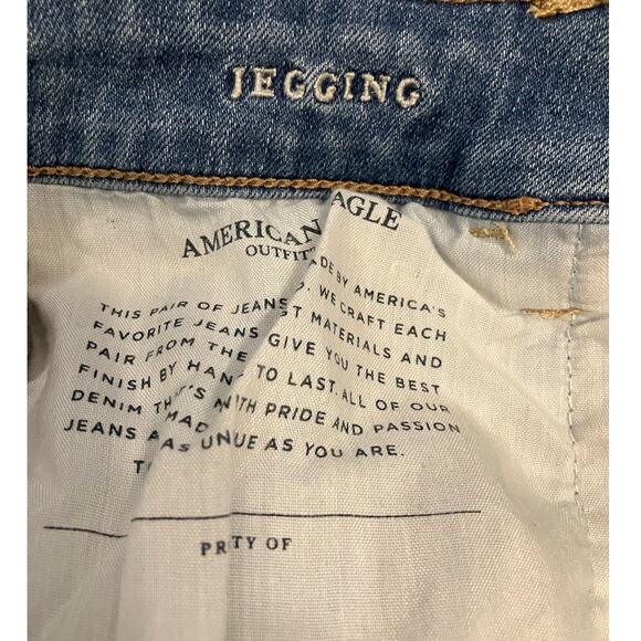 American Eagle Womens Jeans Blue Denim Mid Rise Jegging Distressed Stretch 6 - Picture 5 of 12